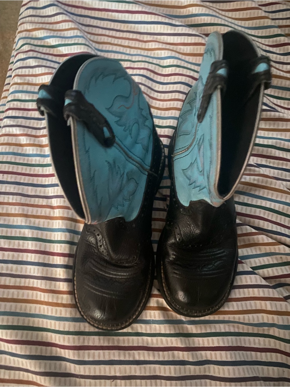 Roper Black and Turquoise Short Western Booties